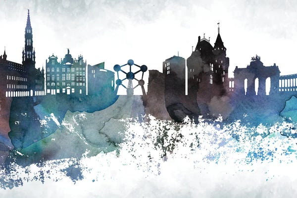 Brussels: Brussels Bluish Skyline by WallDecorAddict