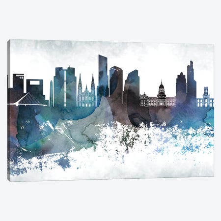 Buenos Aires Bluish Skyline Canvas Print #WDA646} by WallDecorAddict Canvas Wall Art