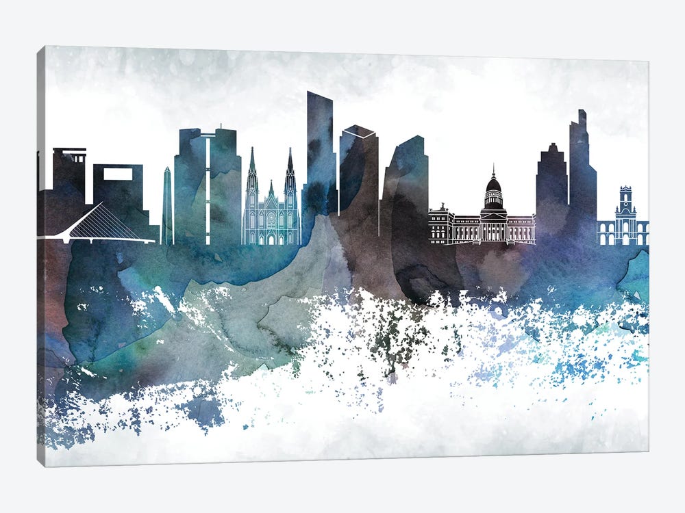 Buenos Aires Bluish Skyline by WallDecorAddict 1-piece Canvas Print