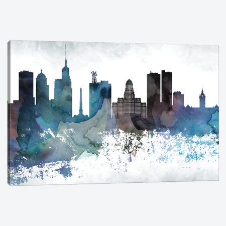 Buffalo Bluish Skyline Canvas Print #WDA647} by WallDecorAddict Canvas Artwork