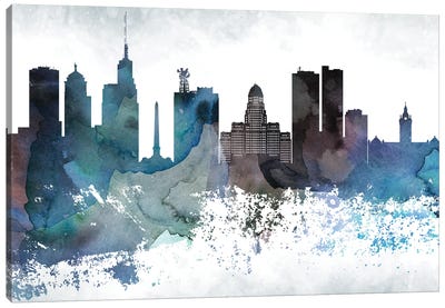 Buffalo Bluish Skyline Canvas Art Print - WallDecorAddict