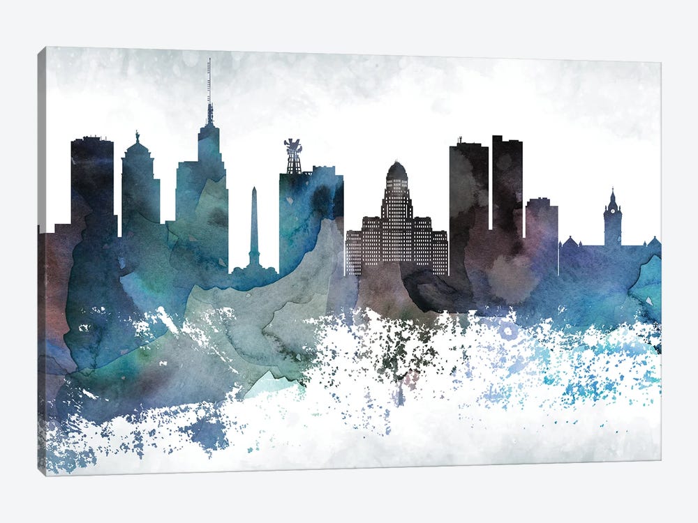Buffalo Bluish Skyline by WallDecorAddict 1-piece Canvas Artwork
