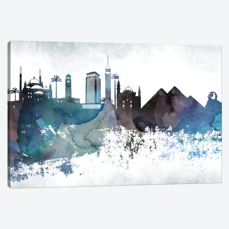 Cairo Bluish Skyline Canvas Print #WDA648} by WallDecorAddict Art Print