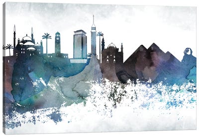Cairo Bluish Skyline Canvas Art Print - Egypt Art