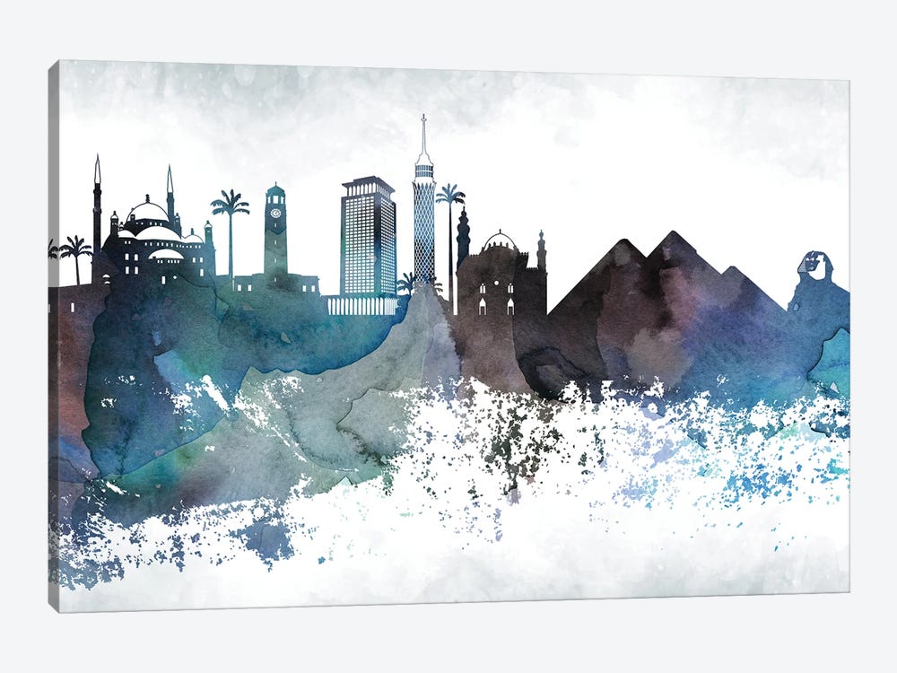Cairo Bluish Skyline by WallDecorAddict 1-piece Canvas Print