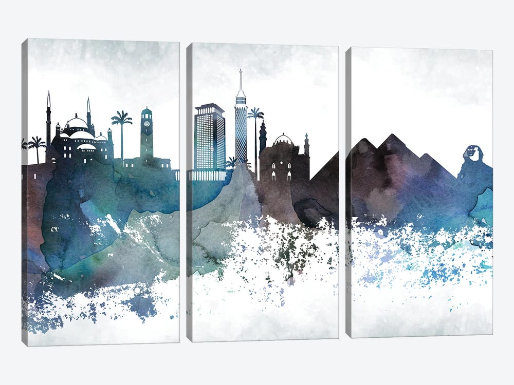 Cairo Bluish Skyline by WallDecorAddict 3-piece Art Print