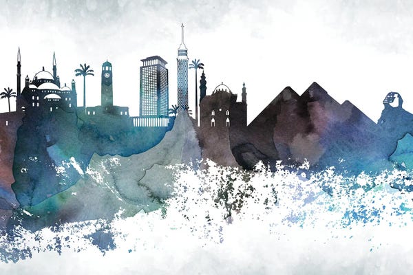 Cairo: Cairo Bluish Skyline by WallDecorAddict