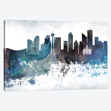 Calgary Bluish Skyline Canvas Print #WDA649} by WallDecorAddict Canvas Print