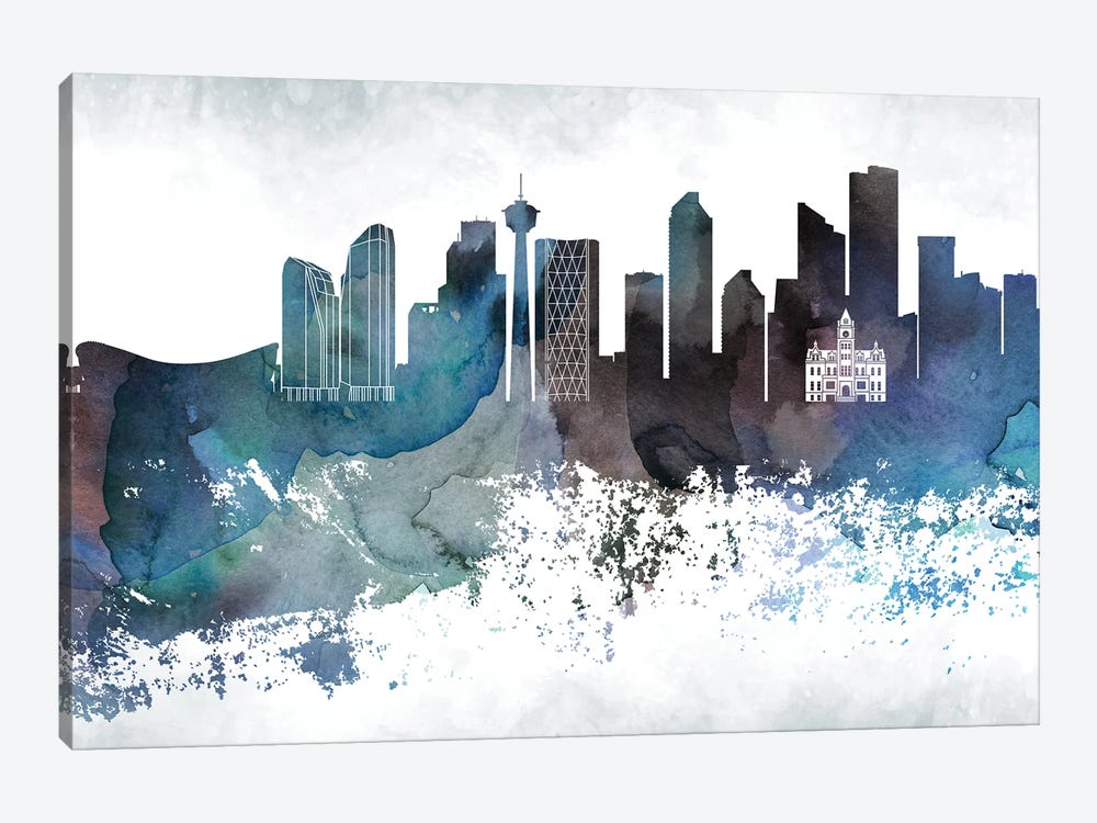 Calgary Bluish Skyline by WallDecorAddict 1-piece Canvas Artwork