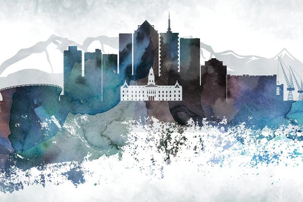 South Africa: Cape Town Bluish Skyline by WallDecorAddict