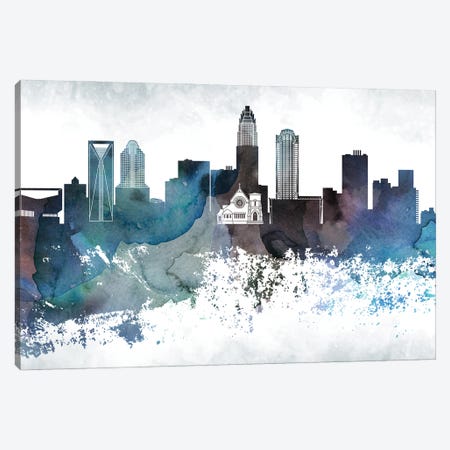 Charlotte Bluish Skyline Canvas Print #WDA652} by WallDecorAddict Canvas Wall Art