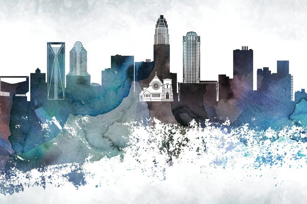 Charlotte: Charlotte Bluish Skyline by WallDecorAddict