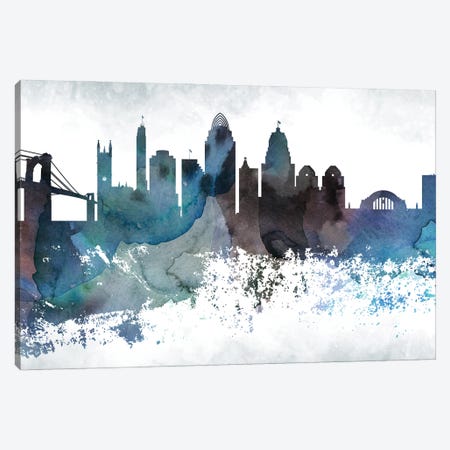 Cincinnati Bluish Skyline Canvas Print #WDA653} by WallDecorAddict Canvas Artwork