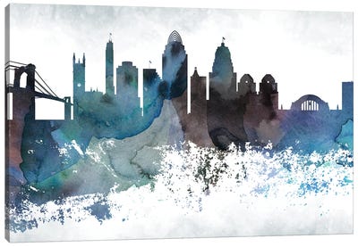 Cincinnati Bluish Skyline Canvas Art Print - Cincinnati Art