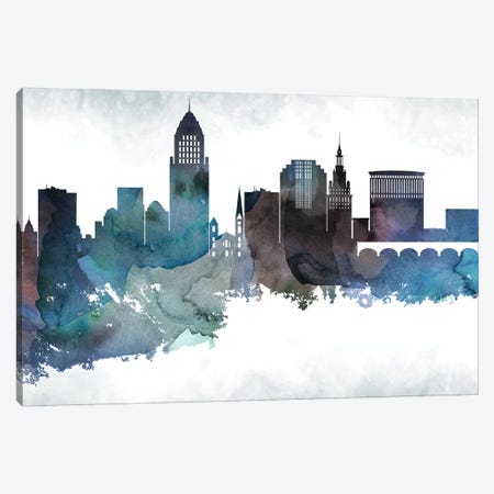 Cleveland Skyline Canvas Print #WDA654} by WallDecorAddict Canvas Print