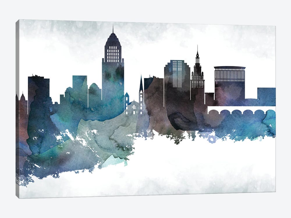 Many Sizes Photo Wall Art Canvas Print CLEVELAND Skyline Panoramic Poster Size 
