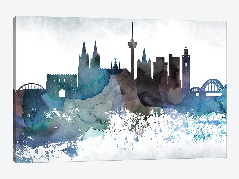 Cologne Bluish Skyline by WallDecorAddict 1-piece Canvas Art Print