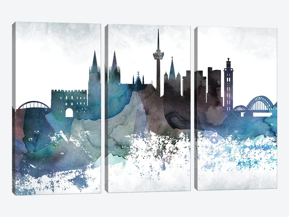 Cologne Bluish Skyline by WallDecorAddict 3-piece Canvas Art Print