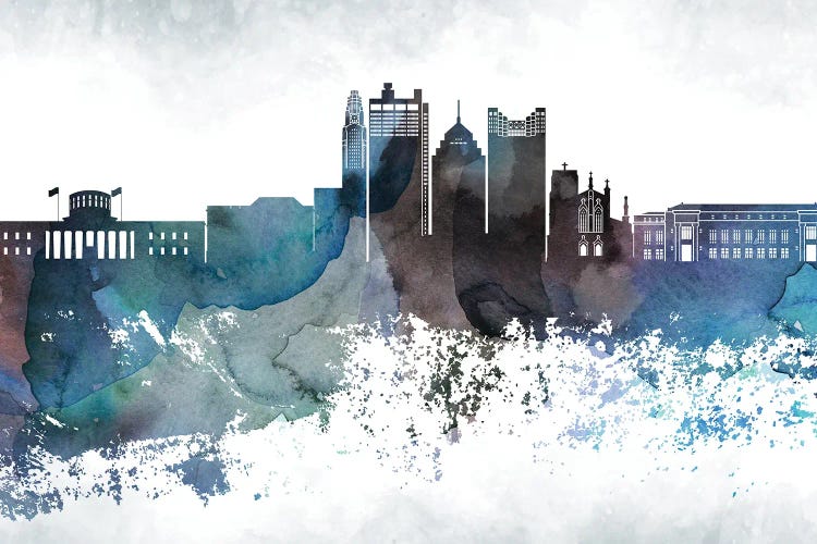 Columbus Bluish Skyline by WallDecorAddict wall art