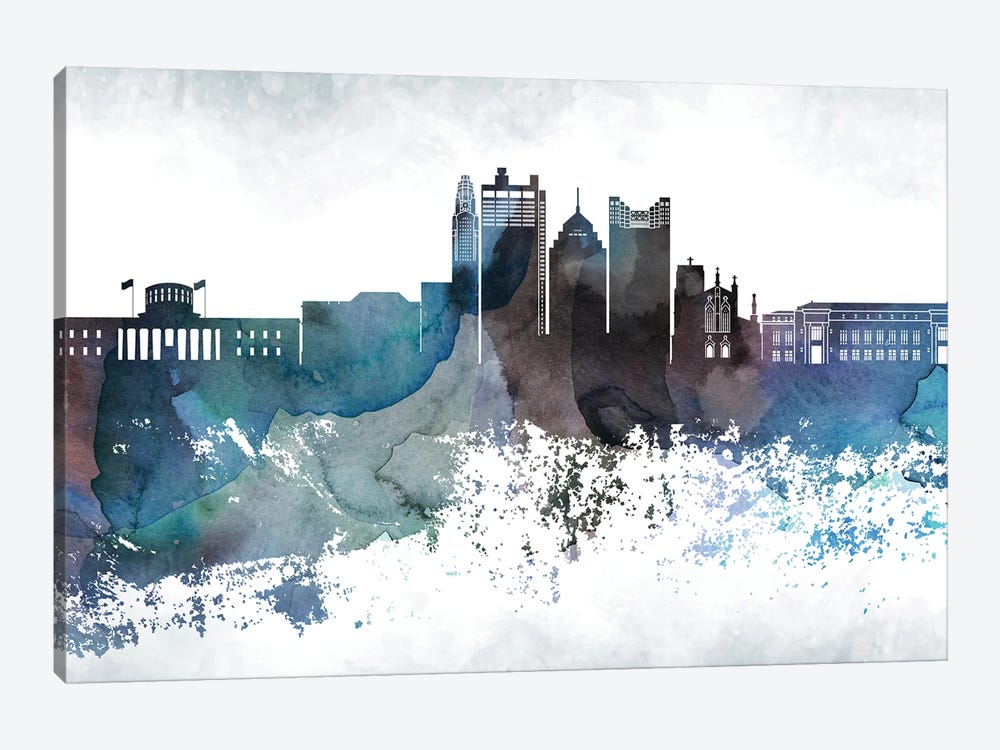 Columbus Bluish Skyline by WallDecorAddict 1-piece Canvas Art