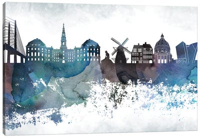 Copenhagen Bluish Skyline Canvas Art Print - Denmark Art