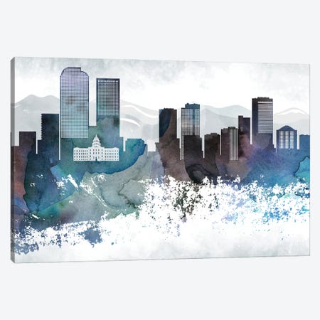 Denver Bluish Skyline Canvas Print #WDA659} by WallDecorAddict Canvas Artwork