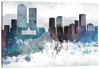 Denver Bluish Skyline Canvas Art Print - Denver Art