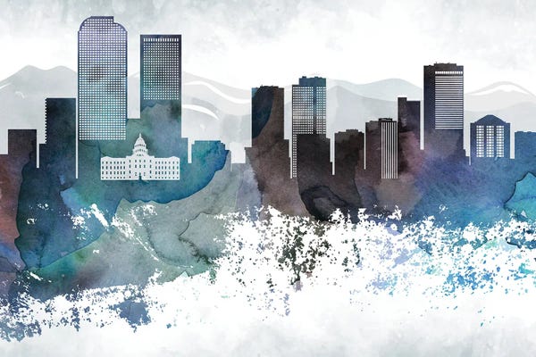 Colorado: Denver Bluish Skyline by WallDecorAddict