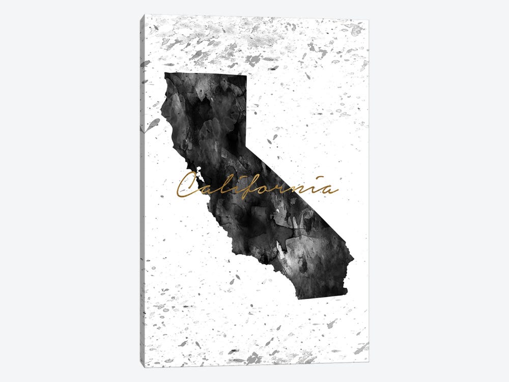 California Black And White Gold by WallDecorAddict 1-piece Canvas Wall Art