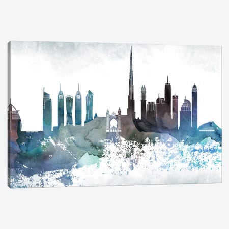 Dubai Bluish Skyline Canvas Print #WDA660} by WallDecorAddict Canvas Art Print