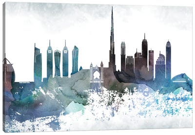 Dubai Bluish Skyline Canvas Art Print