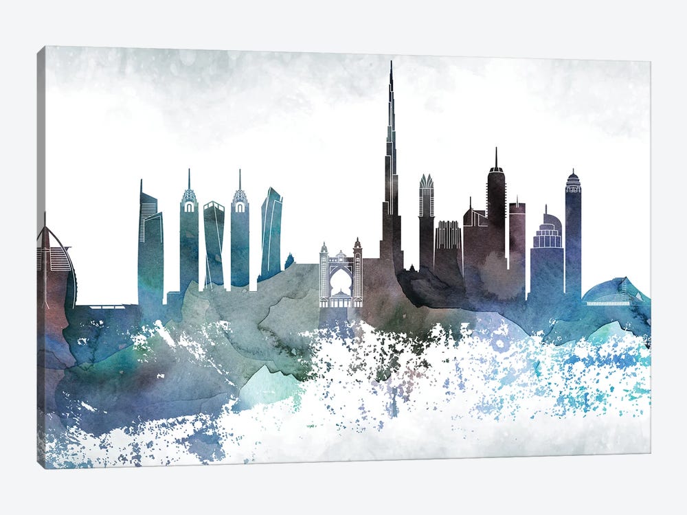 Dubai Bluish Skyline by WallDecorAddict 1-piece Art Print