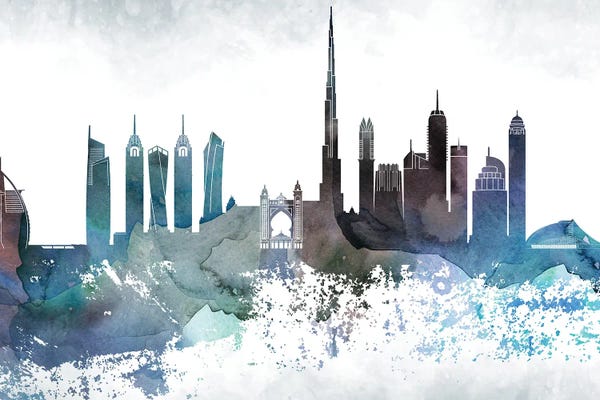 United Arab Emirates: Dubai Bluish Skyline by WallDecorAddict