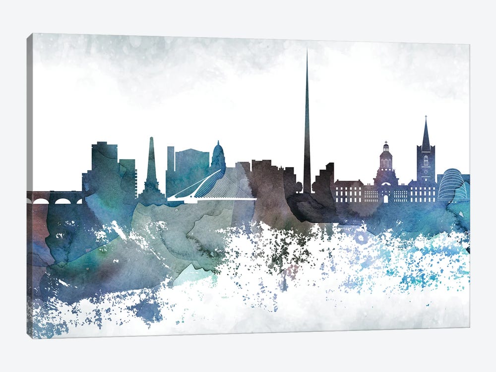 Dublin Bluish Skyline by WallDecorAddict 1-piece Canvas Art