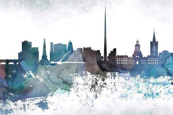 Dublin: Dublin Bluish Skyline by WallDecorAddict