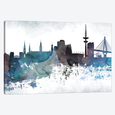 Dusseldorf Bluish Skyline Canvas Print #WDA662} by WallDecorAddict Art Print