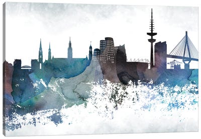 Dusseldorf Bluish Skyline Canvas Art Print