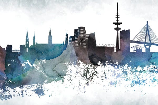 Dusseldorf: Dusseldorf Bluish Skyline by WallDecorAddict