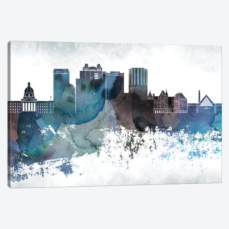 Edmonton Bluish Skyline Canvas Print #WDA664} by WallDecorAddict Canvas Art