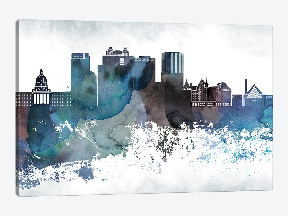 Edmonton Bluish Skyline by WallDecorAddict 1-piece Canvas Art Print