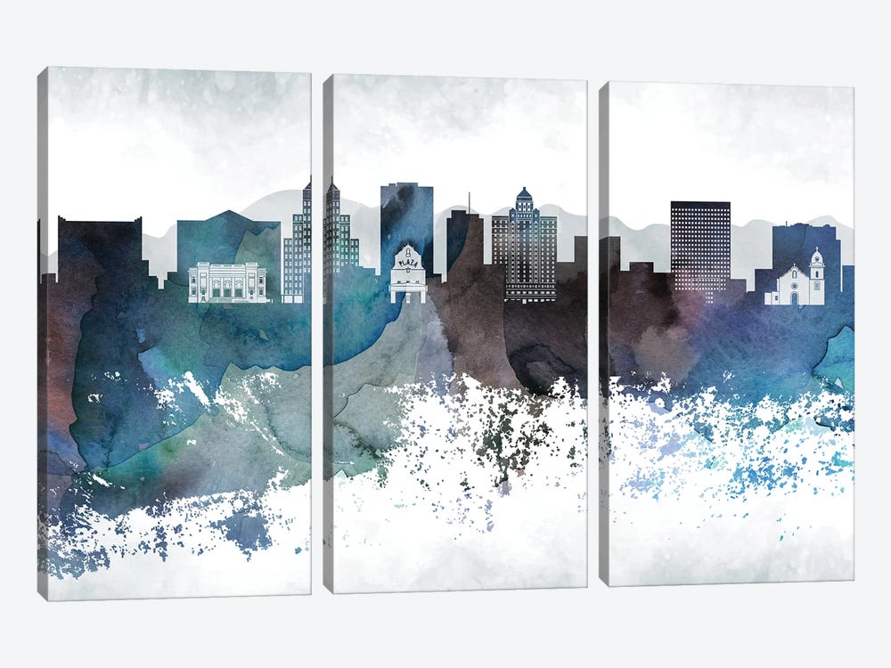 El PasoBluish Skyline by WallDecorAddict 3-piece Canvas Art