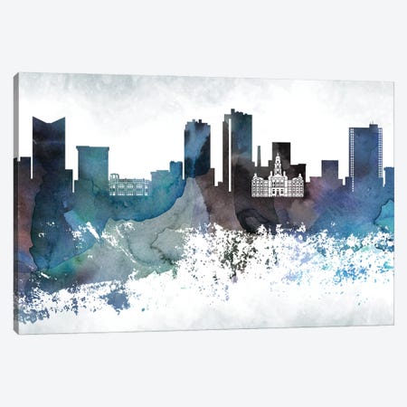 Fort Worth Bluish Skyline Canvas Print #WDA666} by WallDecorAddict Canvas Art