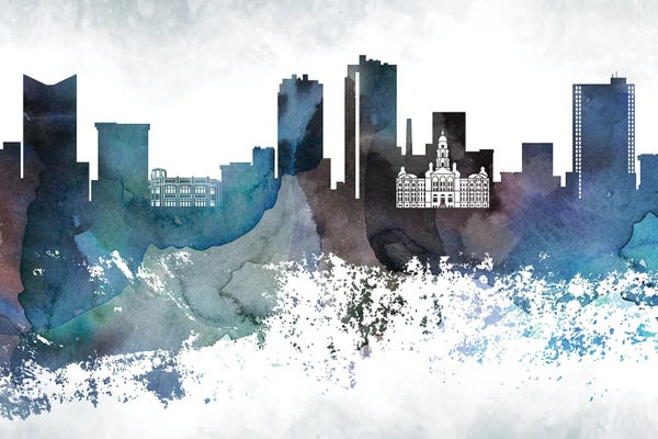 Fort Worth: Fort Worth Bluish Skyline by WallDecorAddict