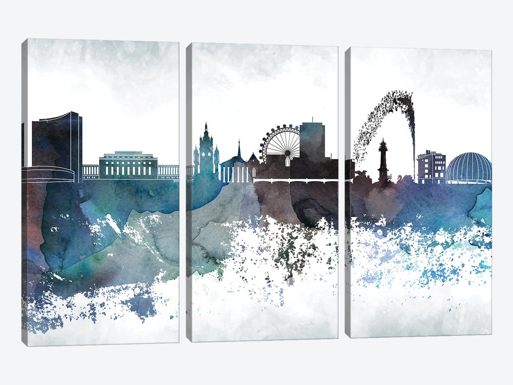 Geneva Bluish Skyline by WallDecorAddict 3-piece Canvas Art