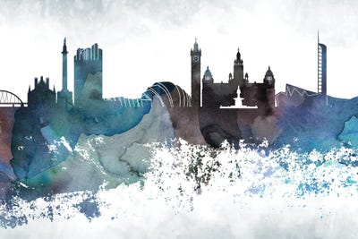 Glasgow Bluish Skyline by WallDecorAddict framed wall art