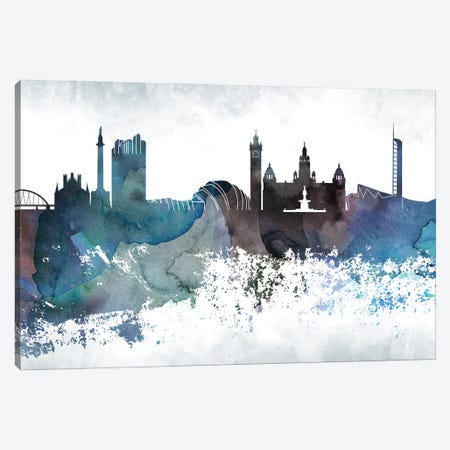 Glasgow Bluish Skyline Canvas Print #WDA668} by WallDecorAddict Art Print
