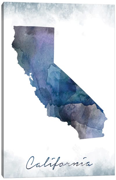 California State Bluish Canvas Art Print - Large Map Art
