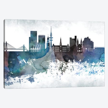 Hamburg Bluish Skyline Canvas Print #WDA671} by WallDecorAddict Canvas Art