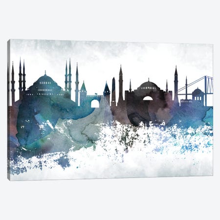 Istanbul Bluish Skyline Canvas Print #WDA675} by WallDecorAddict Art Print