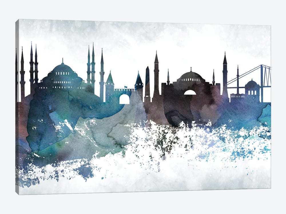 Istanbul Bluish Skyline by WallDecorAddict 1-piece Art Print